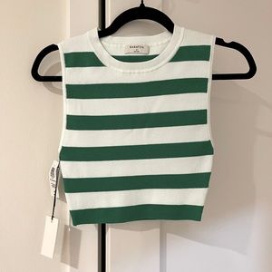 Aritzia white and green crop top